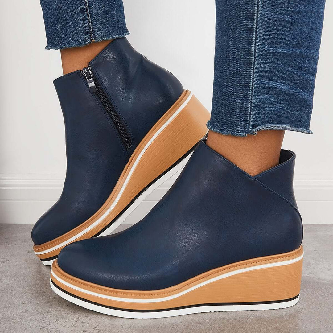 Stylische Ankle Boots mit Reißverschluss und Plateau