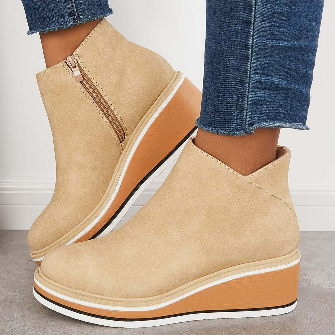 Stylische Ankle Boots mit Reißverschluss und Plateau