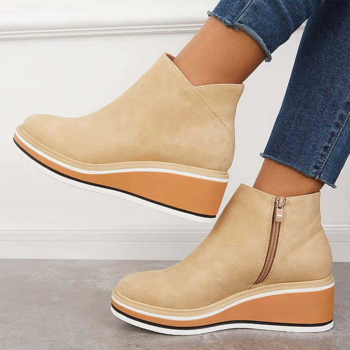 Stylische Ankle Boots mit Reißverschluss und Plateau