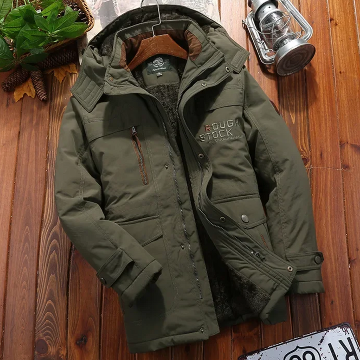 Robuste Parka Jacke Herren mit Abnehmbarer Kapuze und Taschen