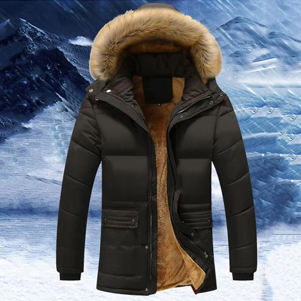 Puffer Jacke Herren mit Fellkapuze und Wärmendem Futter