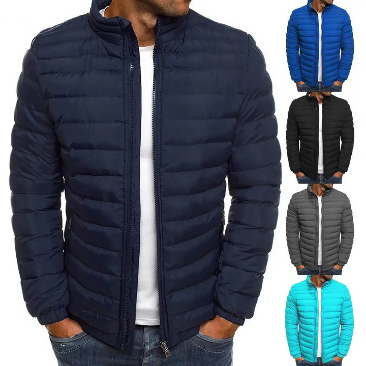 Herren Puffer Jacke mit Stehkragen und Frontreißverschluss