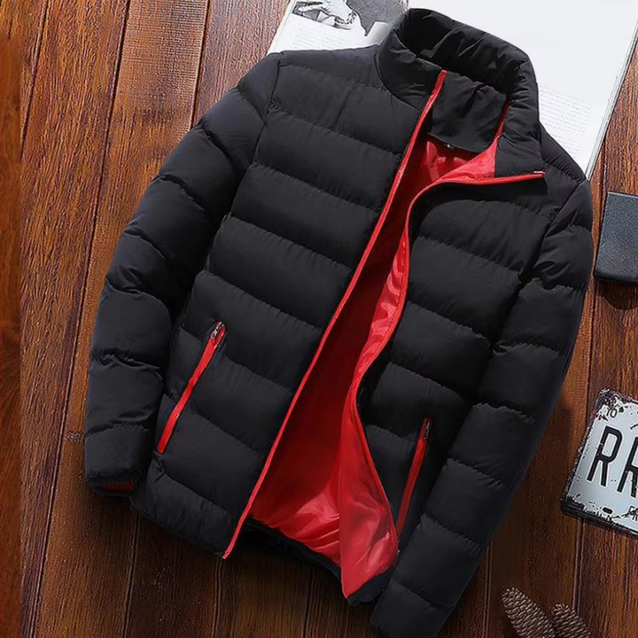 Herren Puffer Jacke mit Kontrastfutter und Reißverschlusstaschen