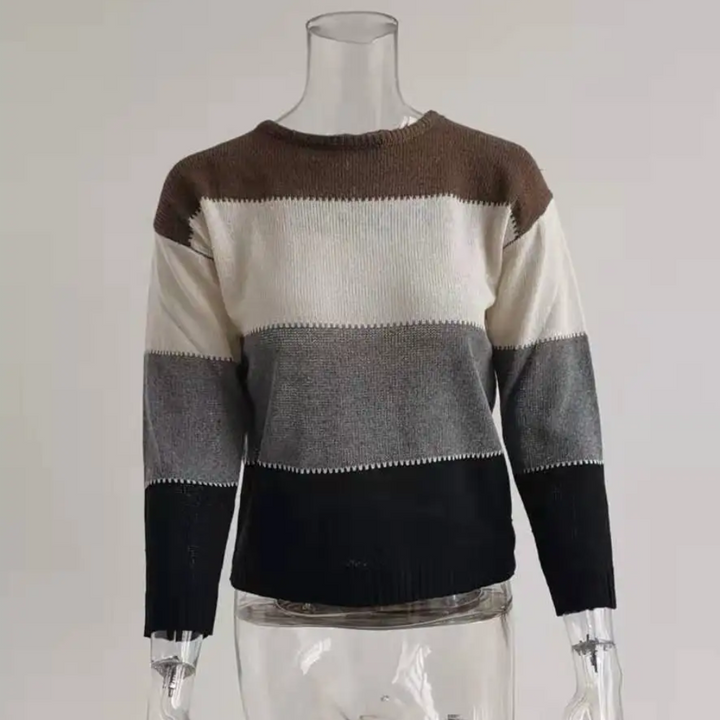 Lässiger Strickpullover für Damen, Colour Block Design