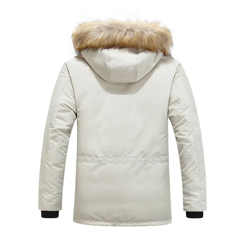 Herren Parka Winterjacke mit Fellkapuze und warmem Innenfutter