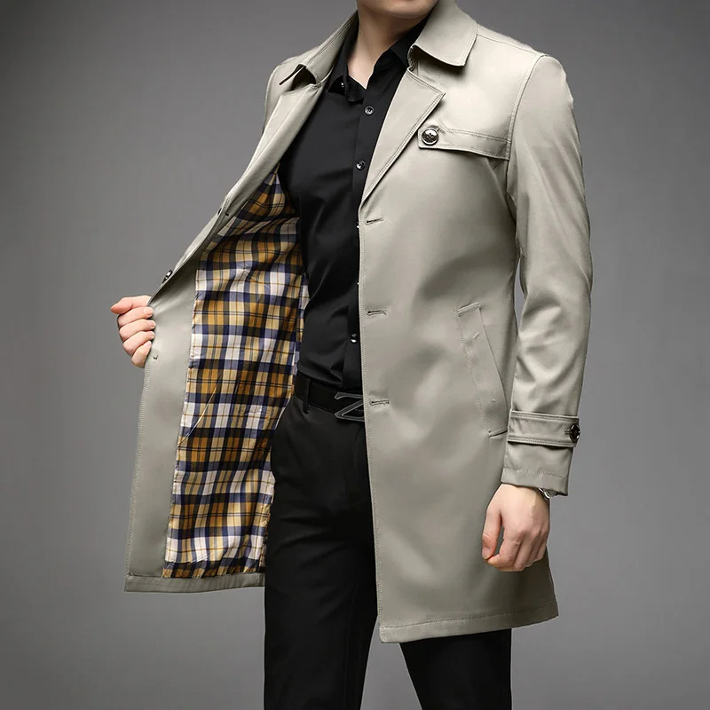 Wasserabweisender Trenchcoat mit Kariertem Innenfutter