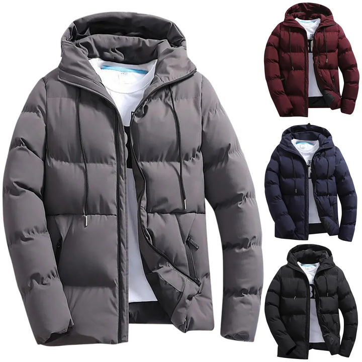 Herren Puffer Jacke mit Kapuze und Zugband