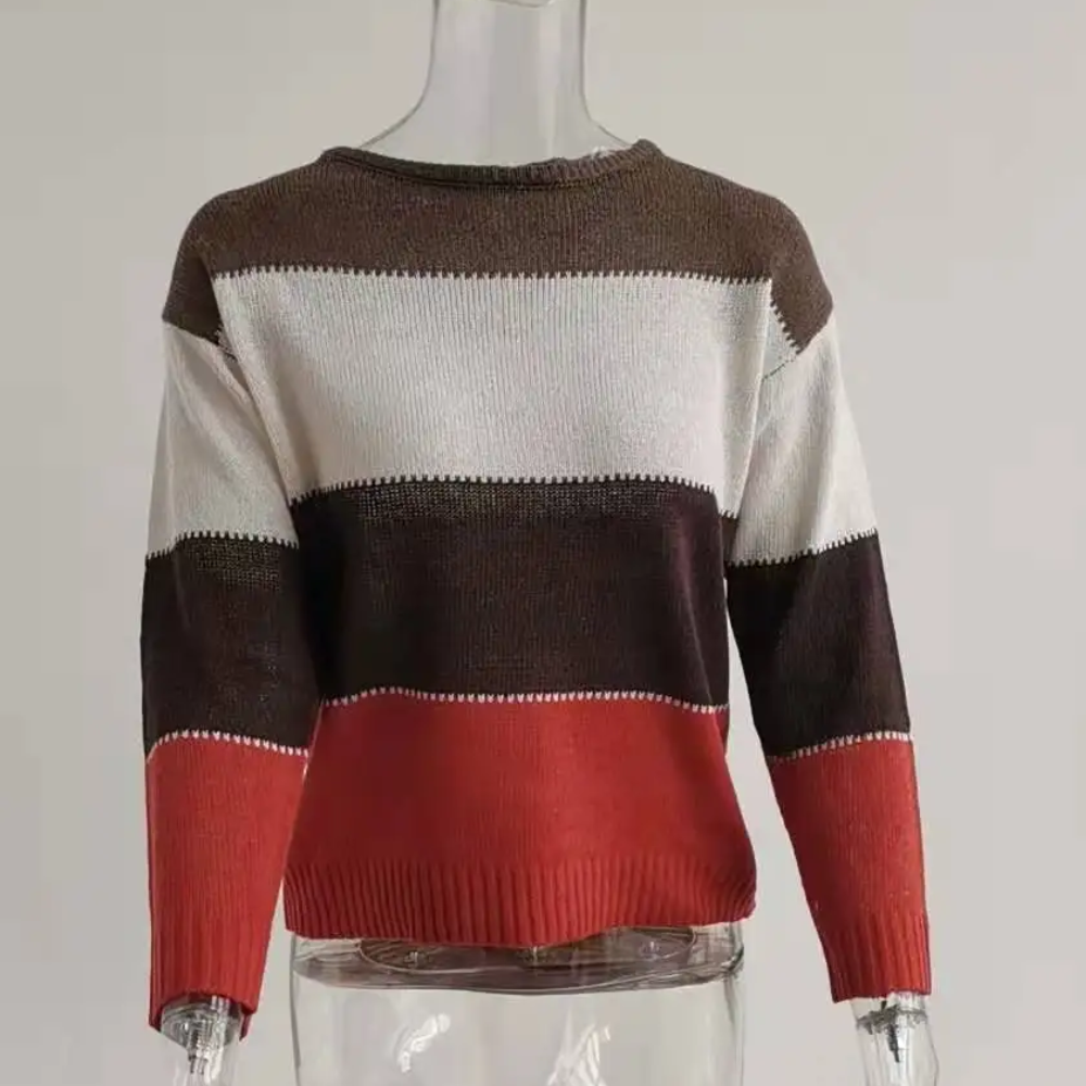 Lässiger Strickpullover für Damen, Colour Block Design