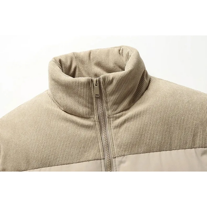 Herren Puffer Jacke mit Stehkragen und Diagonalen Taschen