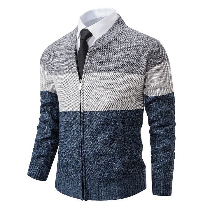 Herren-Kapuzenpullover, Strickjacke mit Reißverschluss und Kordelzug