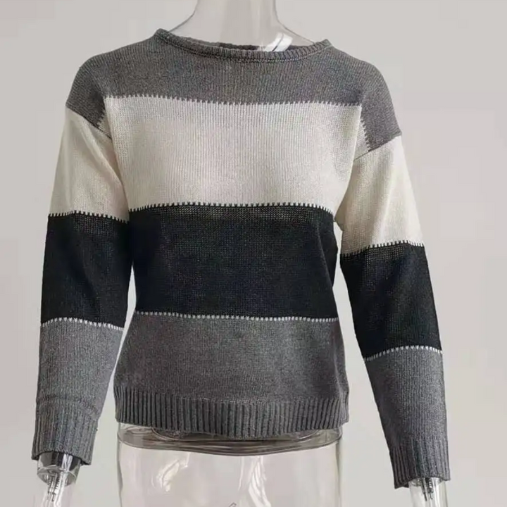 Lässiger Strickpullover für Damen, Colour Block Design