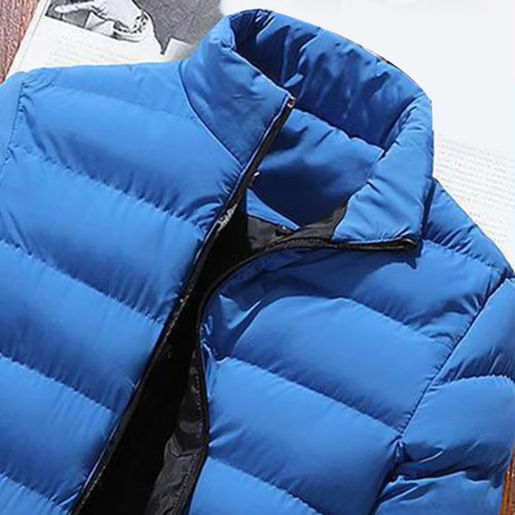 Herren Puffer Jacke mit Kontrastfutter und Reißverschlusstaschen