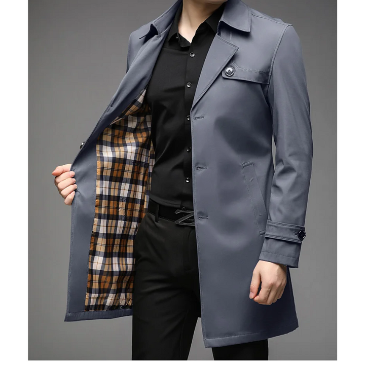 Wasserabweisender Trenchcoat mit Kariertem Innenfutter