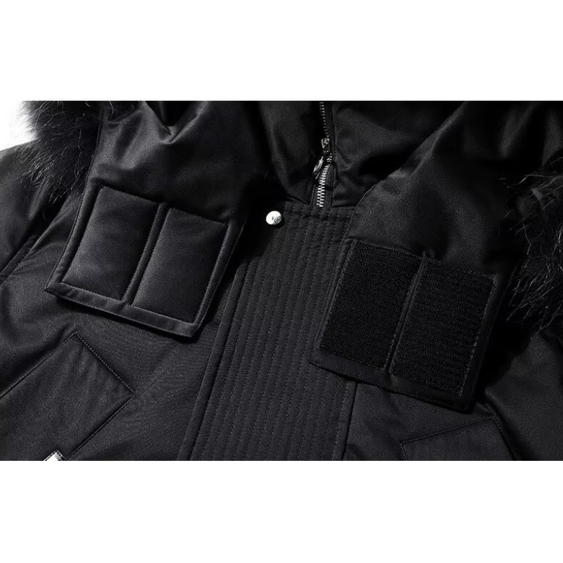 Herren Parka Winterjacke mit Fellkapuze und langen Ärmeln