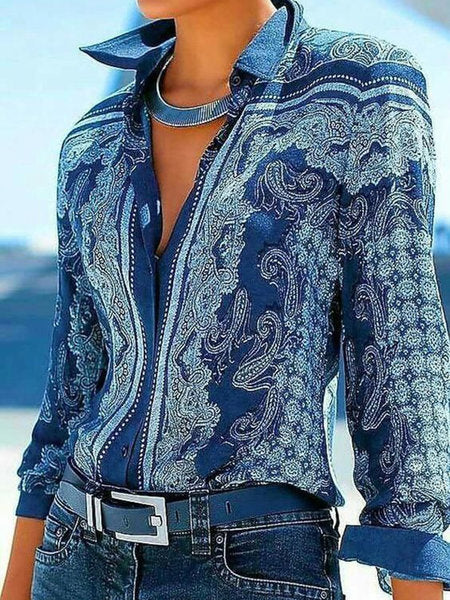 Stylish Gerade Bluse in blau