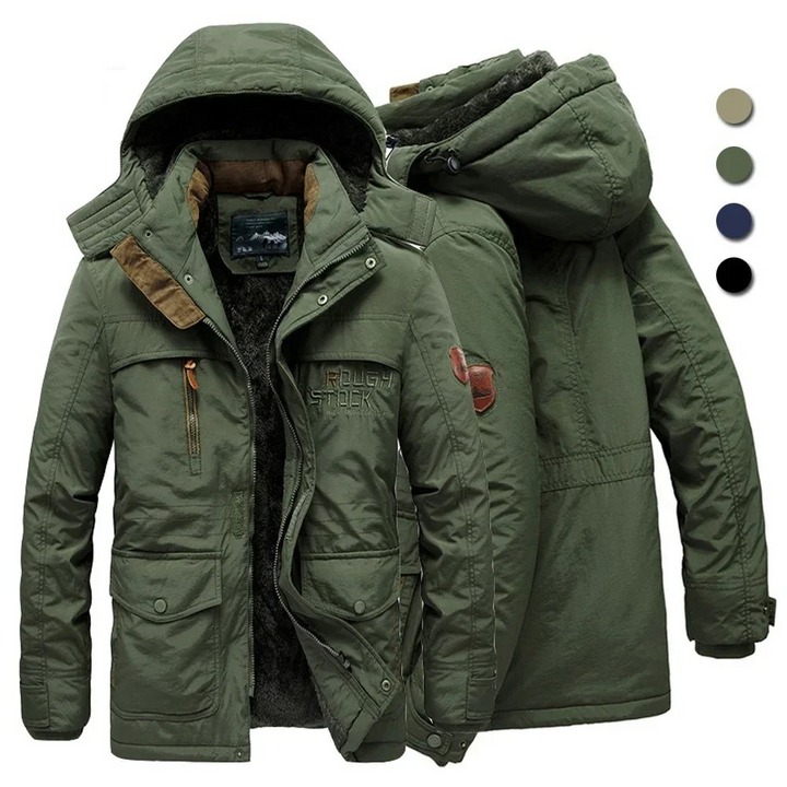 Robuste Parka Jacke Herren mit Abnehmbarer Kapuze und Taschen