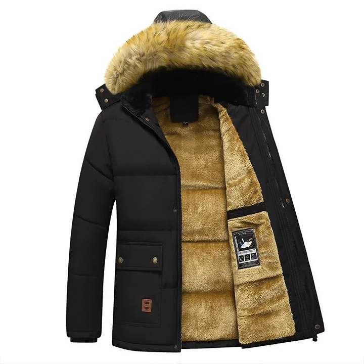 Herren Parka Winterjacke Mit Warmem Teddyfutter Und Abnehmbarer Kapuze