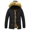 Herren Parka Winterjacke mit Fellkapuze und Fleece-Innenfutter