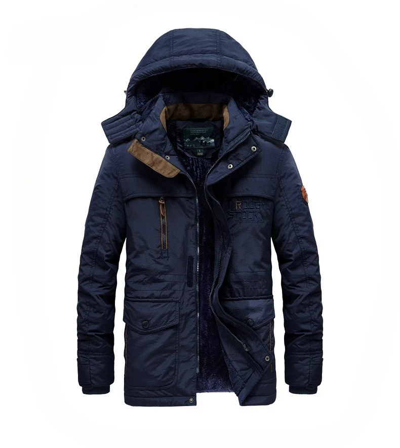 Herren Parka Winterjacke mit Fellkapuze und vielen Taschen