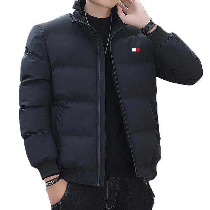 Herren Puffer Jacke mit Reißverschlusstaschen und Patch-Detail