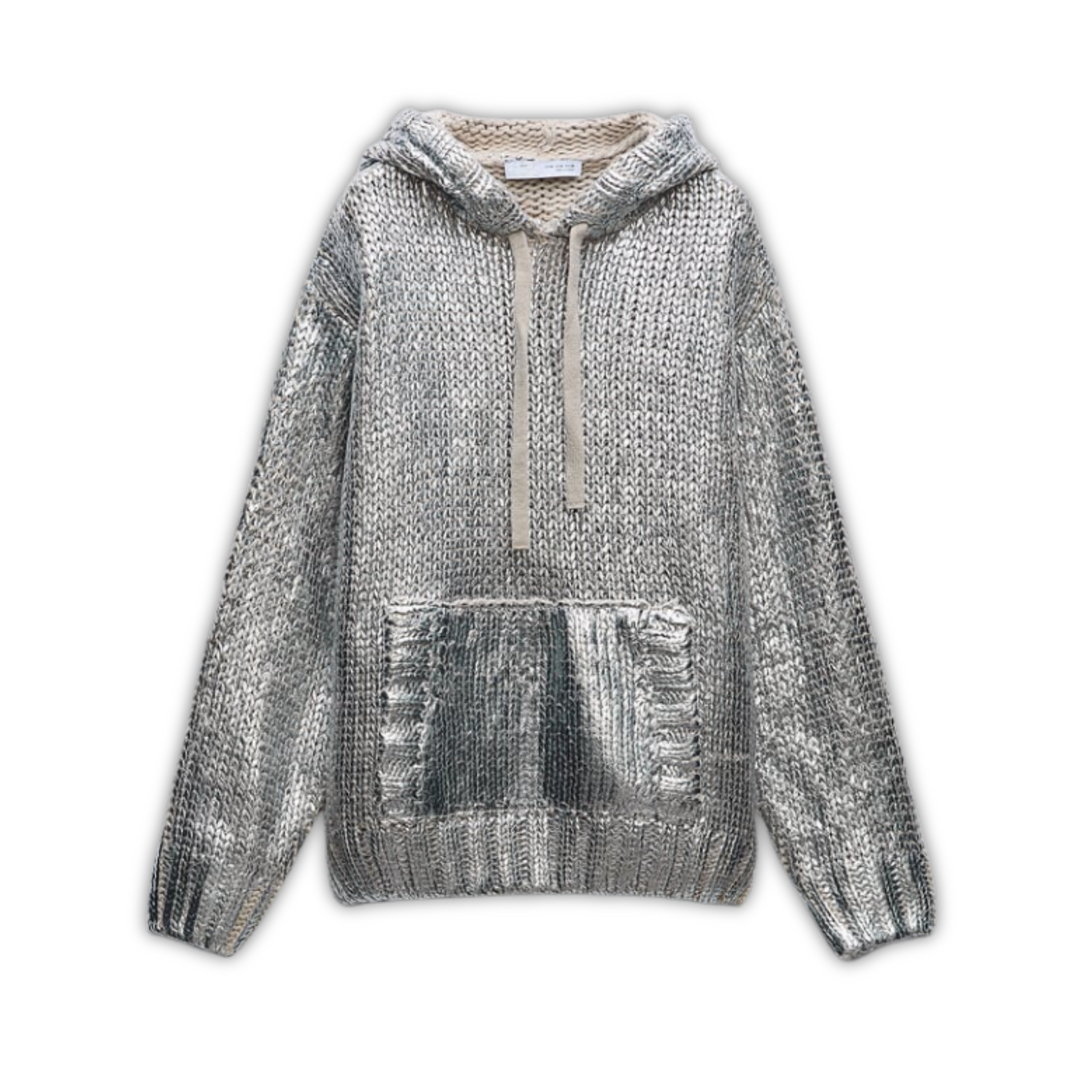 Silberner Metallic Hoodie