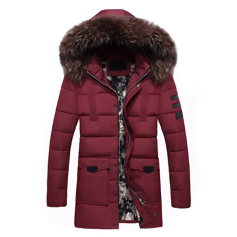 Herren Parka Winterjacke mit Fellkapuze und warmem Innenfutter