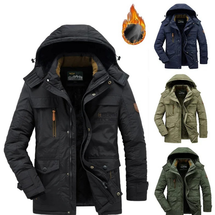 Isolierte Parka Jacke Herren mit Mehreren Taschen und Kapuze