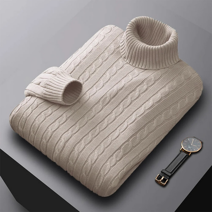 Warmer Rollkragenpullover mit Zopfmuster