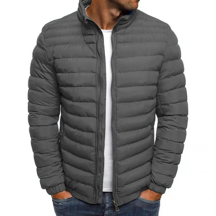 Herren Puffer Jacke mit Stehkragen und Frontreißverschluss