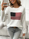 Lässiger Strickpullover mit amerikanischem Flaggenaufdruck - Damenpullover