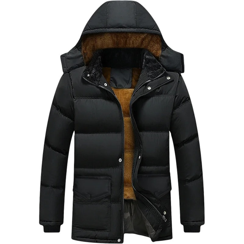 Herren Parka Winterjacke Mit Abnehmbarer Kapuze Und Warmem Innenfutter