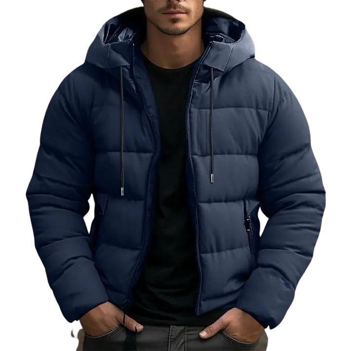 Herren Puffer Jacke mit Kapuze und Reißverschlusstaschen - Winterjacke