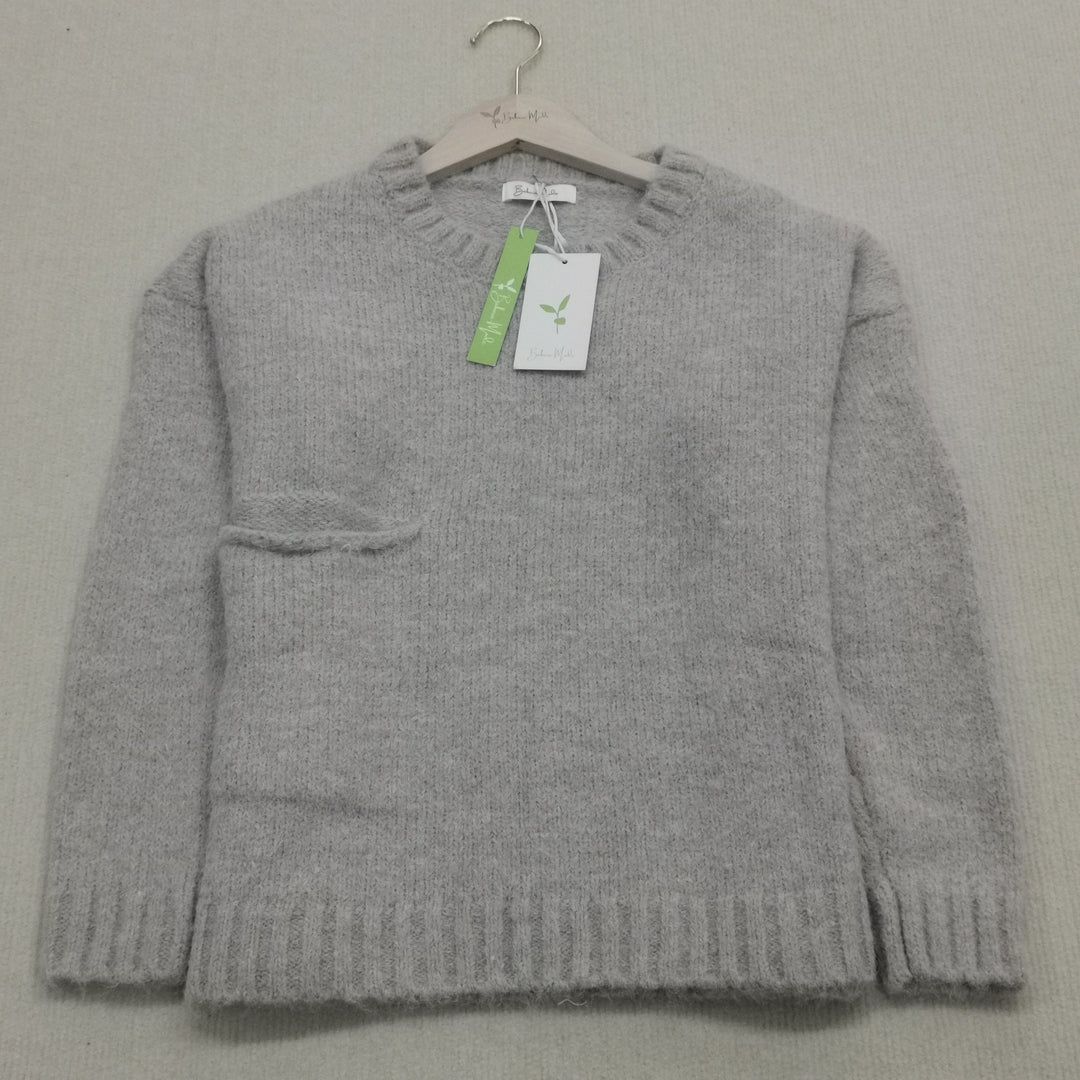 Übergroßer Strickpullover mit Tasche