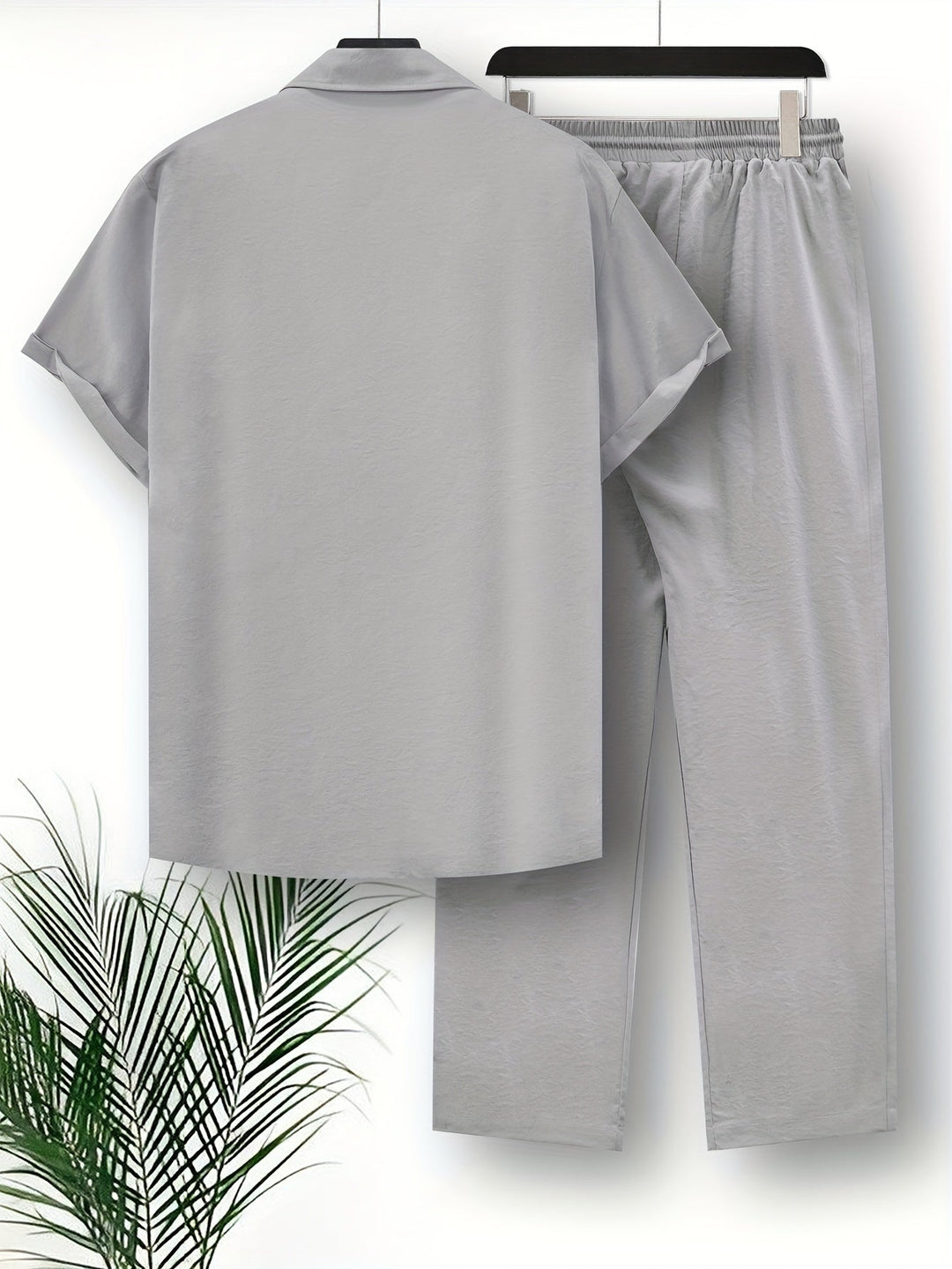 Set mit Oberteil und Hose - Casual - Polyester, kurze Ärmel, Unifarben - Perfekt für Freizeitkleidung