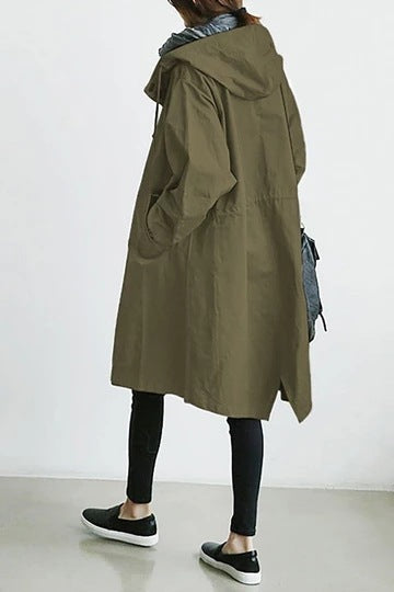 Lässiger Trenchcoat - Langmantel mit Kapuze