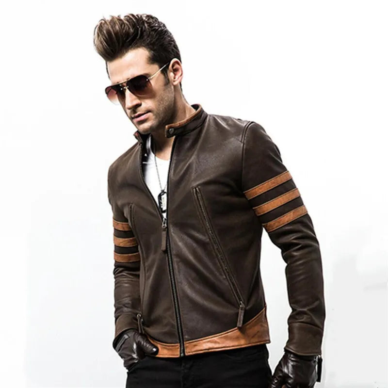 Stylische Herren Lederjacke mit Reißverschluss