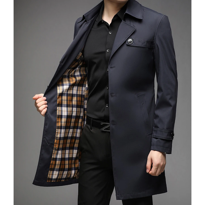 Wasserabweisender Trenchcoat mit Kariertem Innenfutter