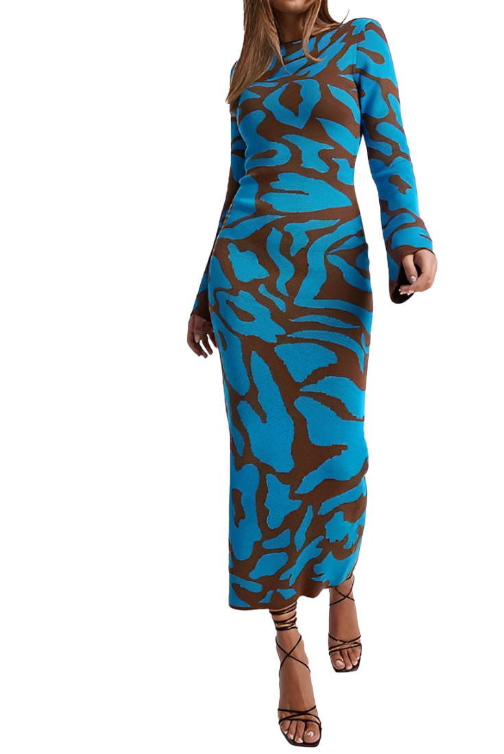 Figurbetontes A-Linien-Kleid mit Print