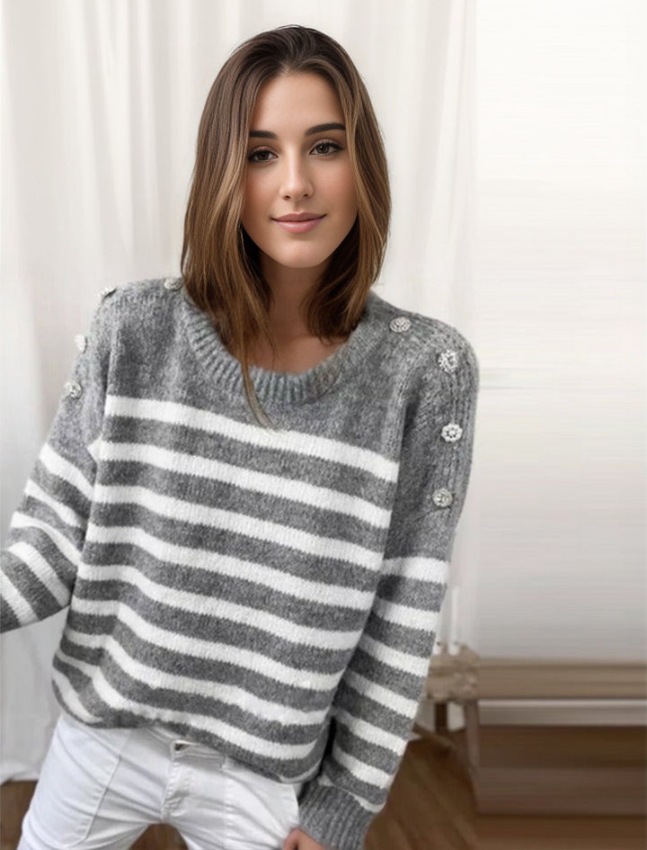 Schicker gestreifter langärmeliger Pullover