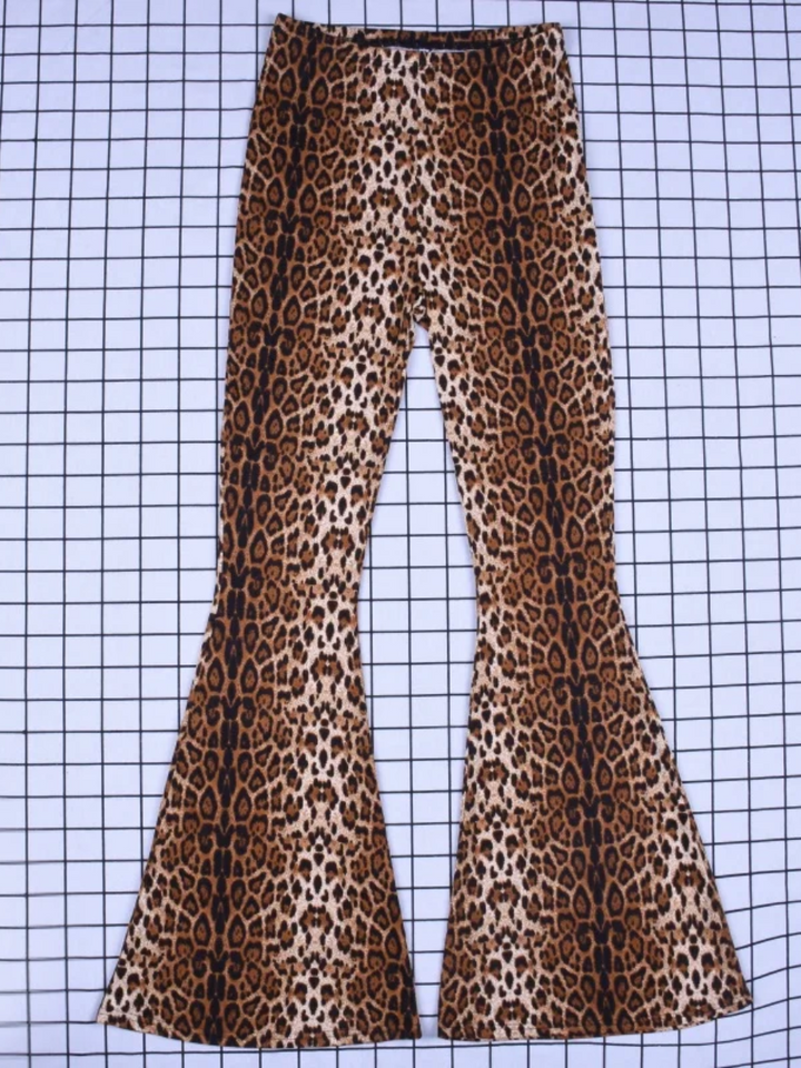 Schlaghose mit Leopardenmuster und hoher Taille für Damen