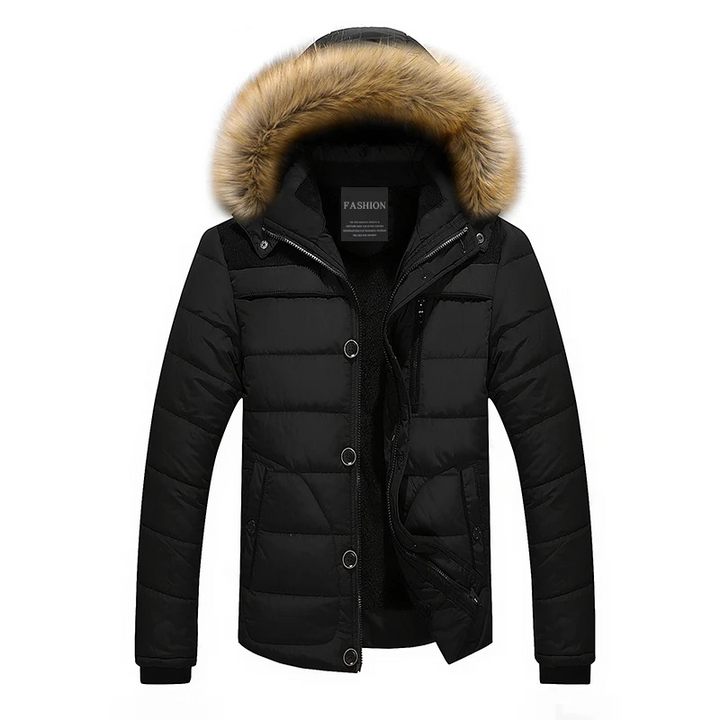 Herren Parka Winterjacke mit abnehmbarer Kapuze und Knopfverschluss