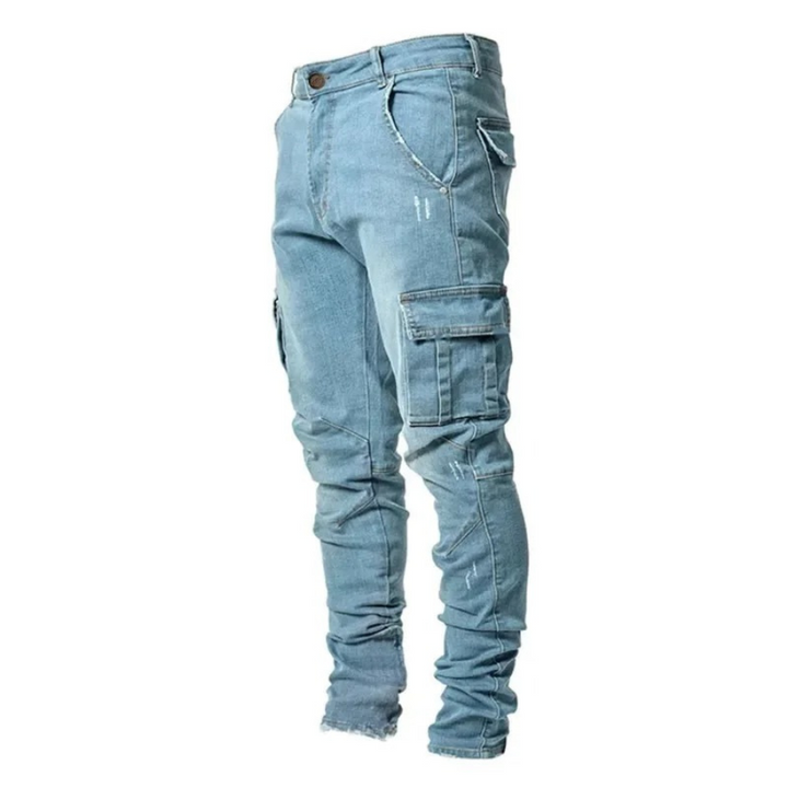 Cargohose Herren Slim Fit Stretch Jeans mit Praktischen Taschen