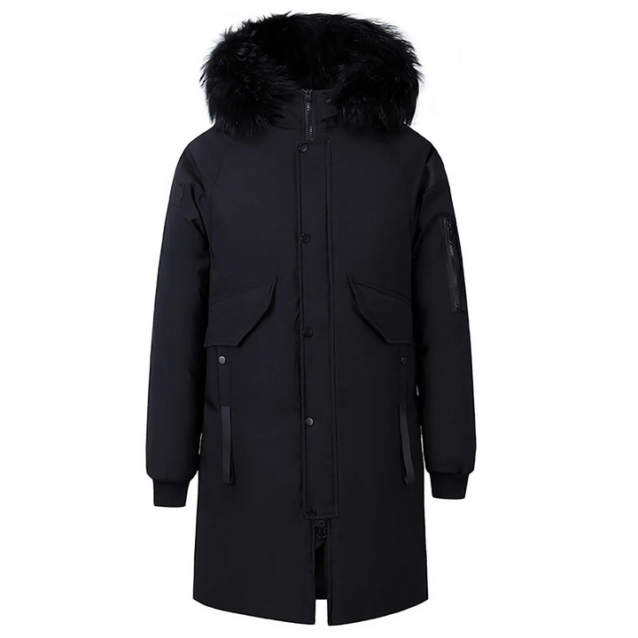 Herren - Parka Winterjacke - Mit Fellkapuze und Knopfverschluss - Warme und stylische Outdoorjacke