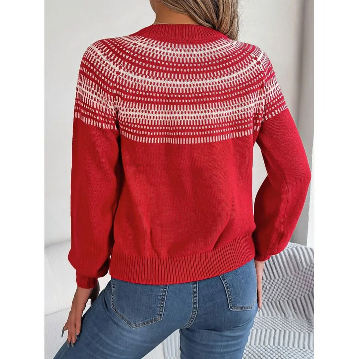 Gestrickter Damenpullover mit Norwegermuster