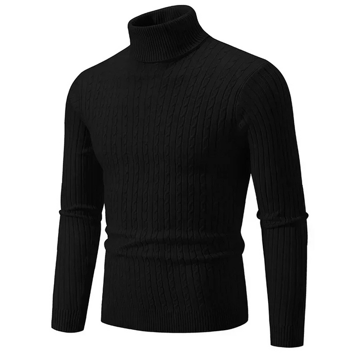 Rollkragenpullover mit Zopfmuster