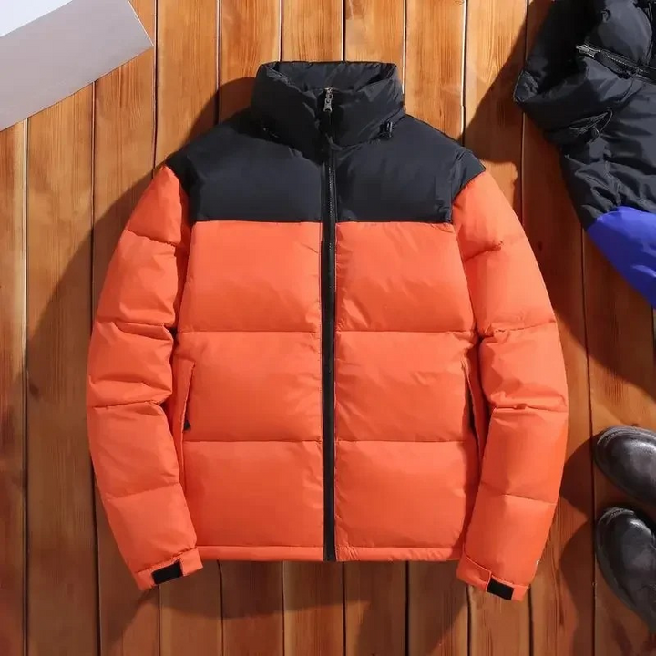 Herren Puffer Jacke mit Stehkragen und Frontreißverschluss