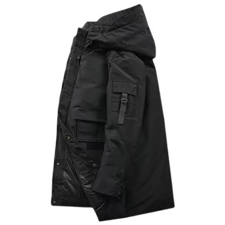 Herren Parka Winterjacke mit Kapuze und mehreren Taschen