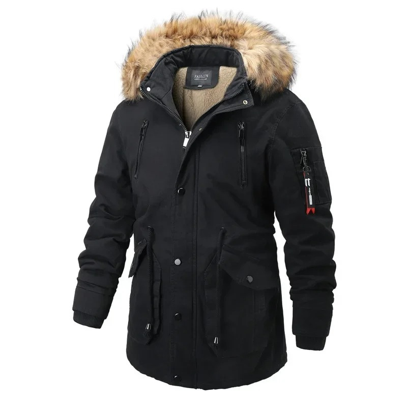 Herren Parka Winterjacke Mit Abnehmbarem Kunstfellkragen Und Warmem Futter