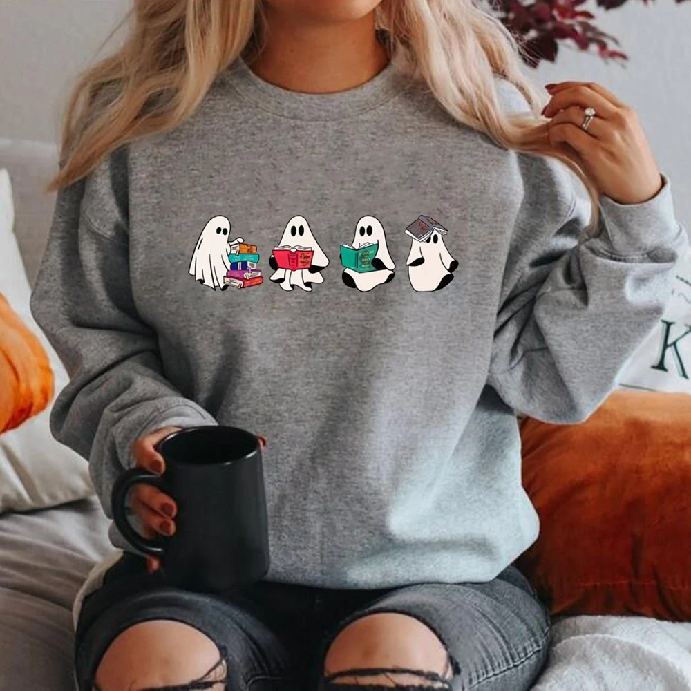 Niedlicher Grafik-Pullover mit Geistermotiv für lässigen Stil