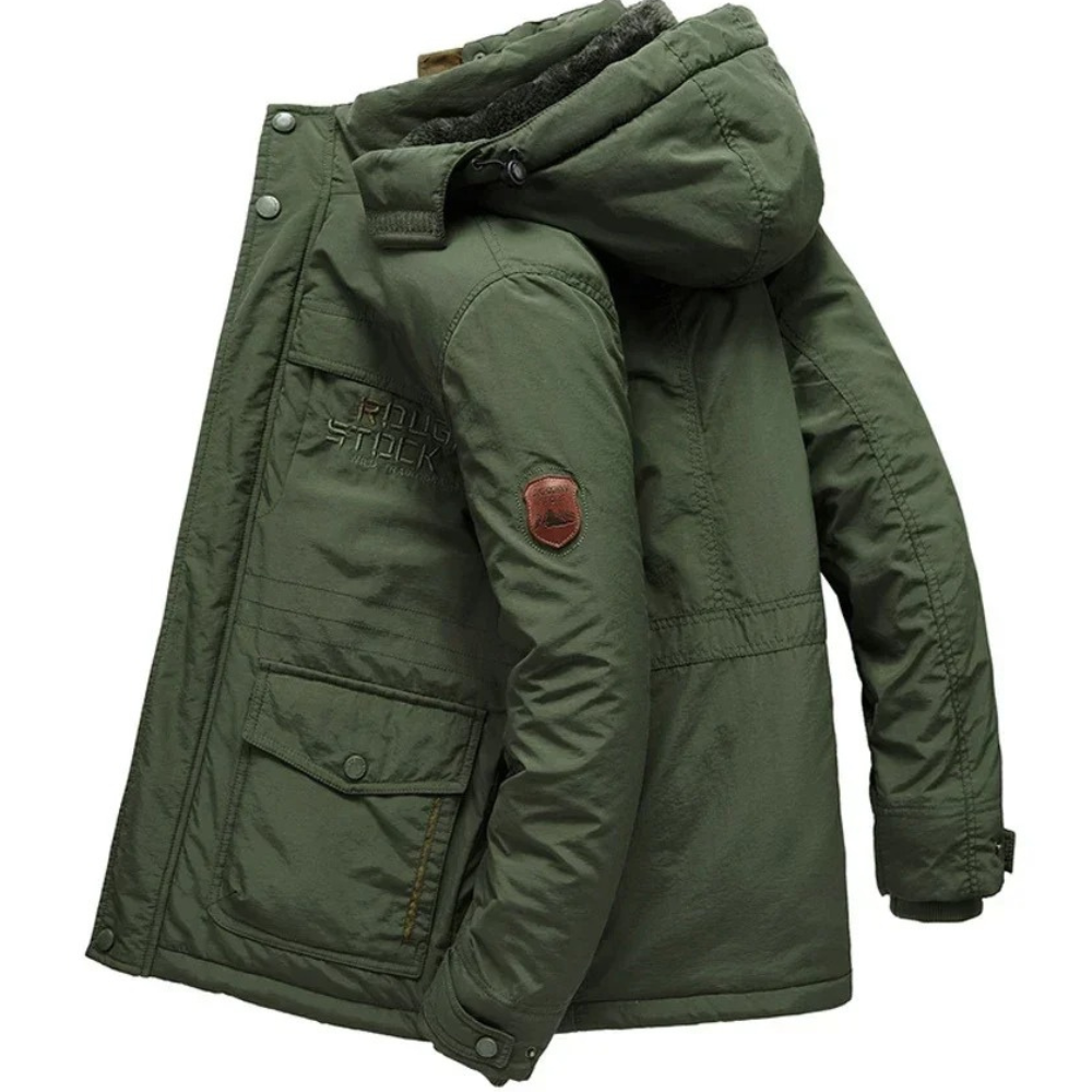 Robuste Parka Jacke Herren mit Abnehmbarer Kapuze und Taschen